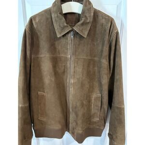 Men's Vintage Rodd and Gunn Size 2XL Brown Leather Suede Zip Jacket